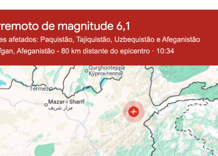 Terremoto de magnitude 5,4 causa pânico em diversas províncias do Afeganistão