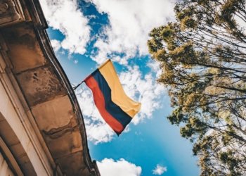 yellow, blue, and red flag