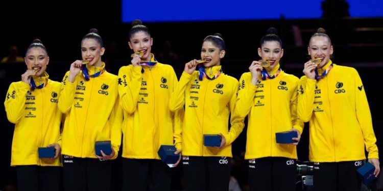 Brasil conquista dois ouros inéditos no Mundial de ginástica rítmica em Frankfurt