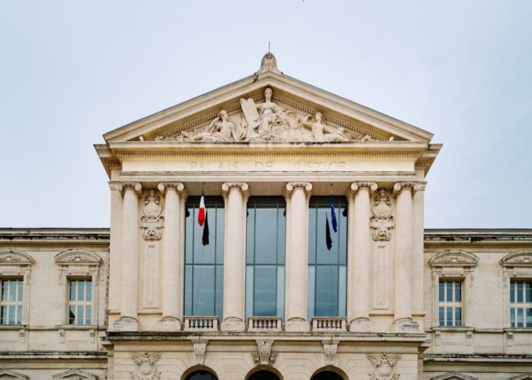 The historic Palais de Justice in Nice, showcasing classic French architectural design.